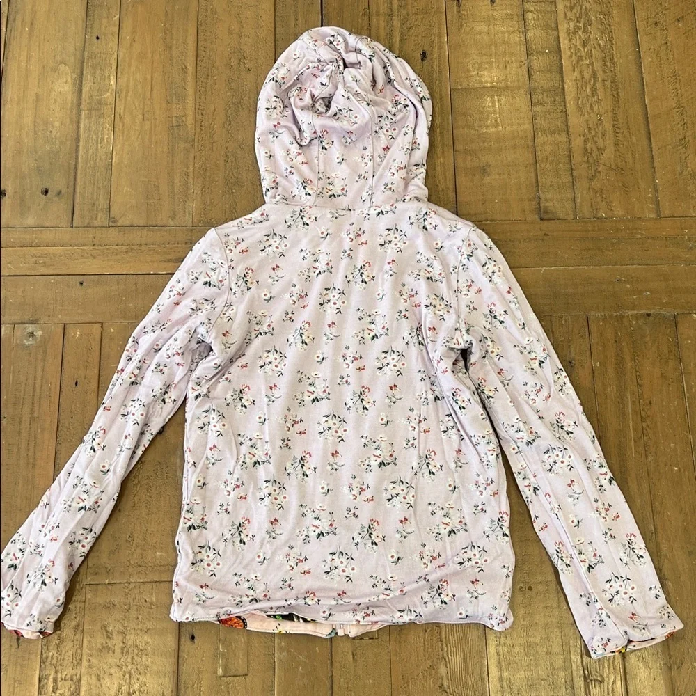 Posh peanut bamboo floral butterfly reversible hoodie sweatshirt size 3-4 - Picture 7 of 9